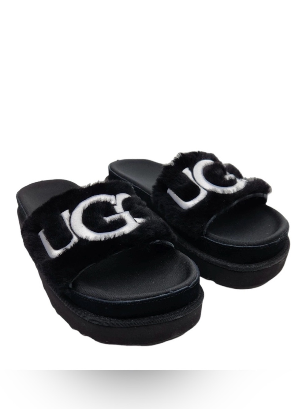 UEC UGG Laton Women's SZ 7
Fur Slide Sandal Black White